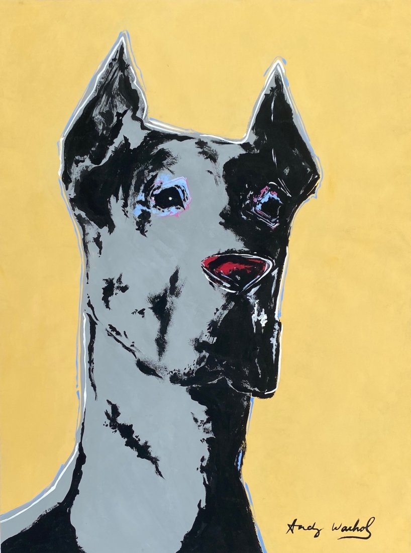 Andy Warhol (Gouache on paper) in The Style of: Pop Art, gouache painting on paper, 14-1/4 x 10-1/2 inches, signed in lower right, Private collection. Andy Warhol (1928-1987) in the style of.