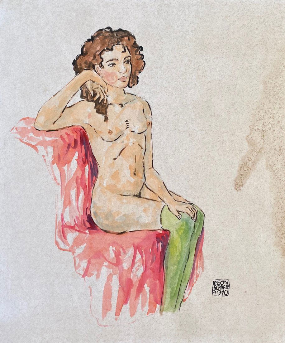 Egon Schiele (Watercolor on paper) in the style of (1 of 3)