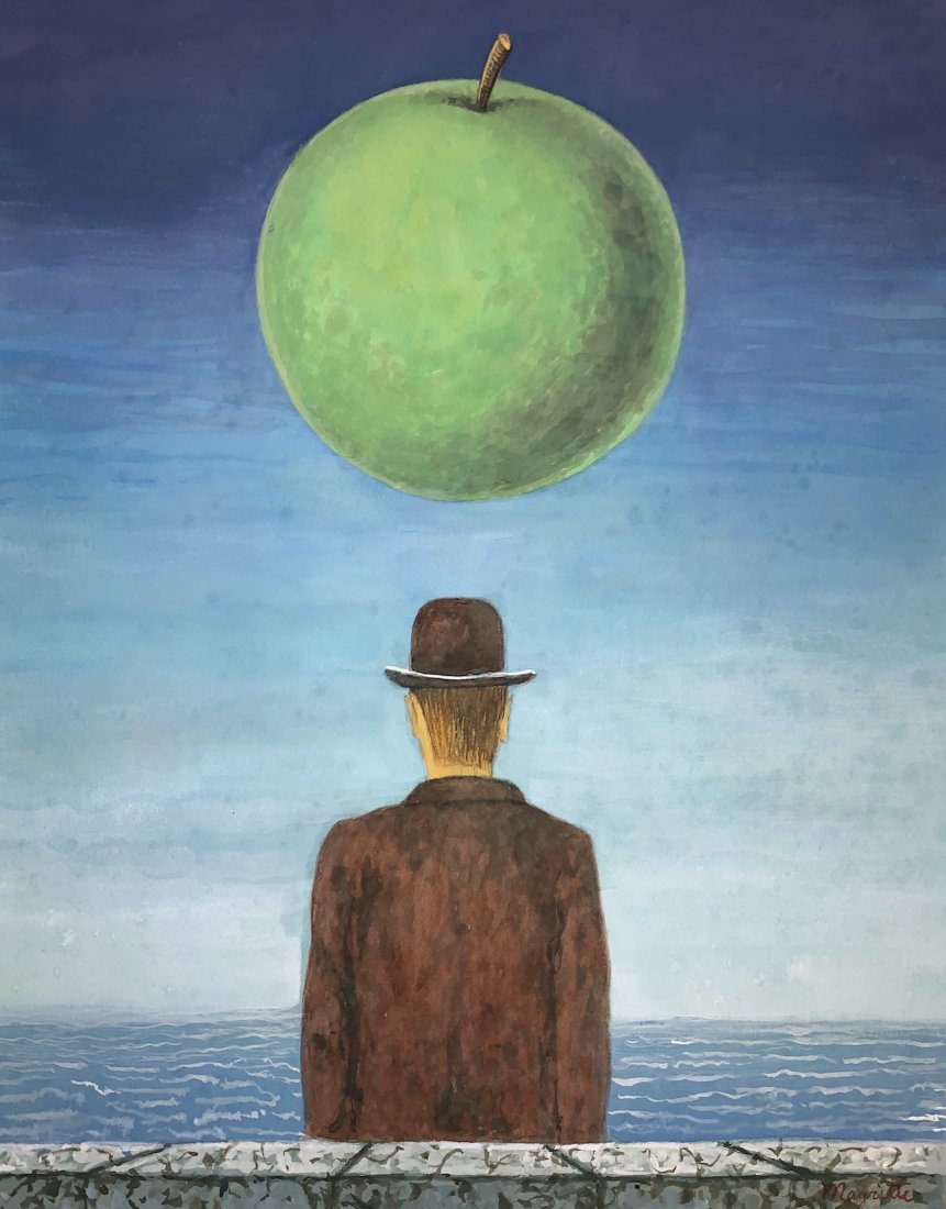 Rene Magritte (Watercolor on paper) In the Style of: Watercolor on paper painting, 11 x 14 inches. Signed lower right. Private CollectionRene Magritte (1898-1967) In the Style of