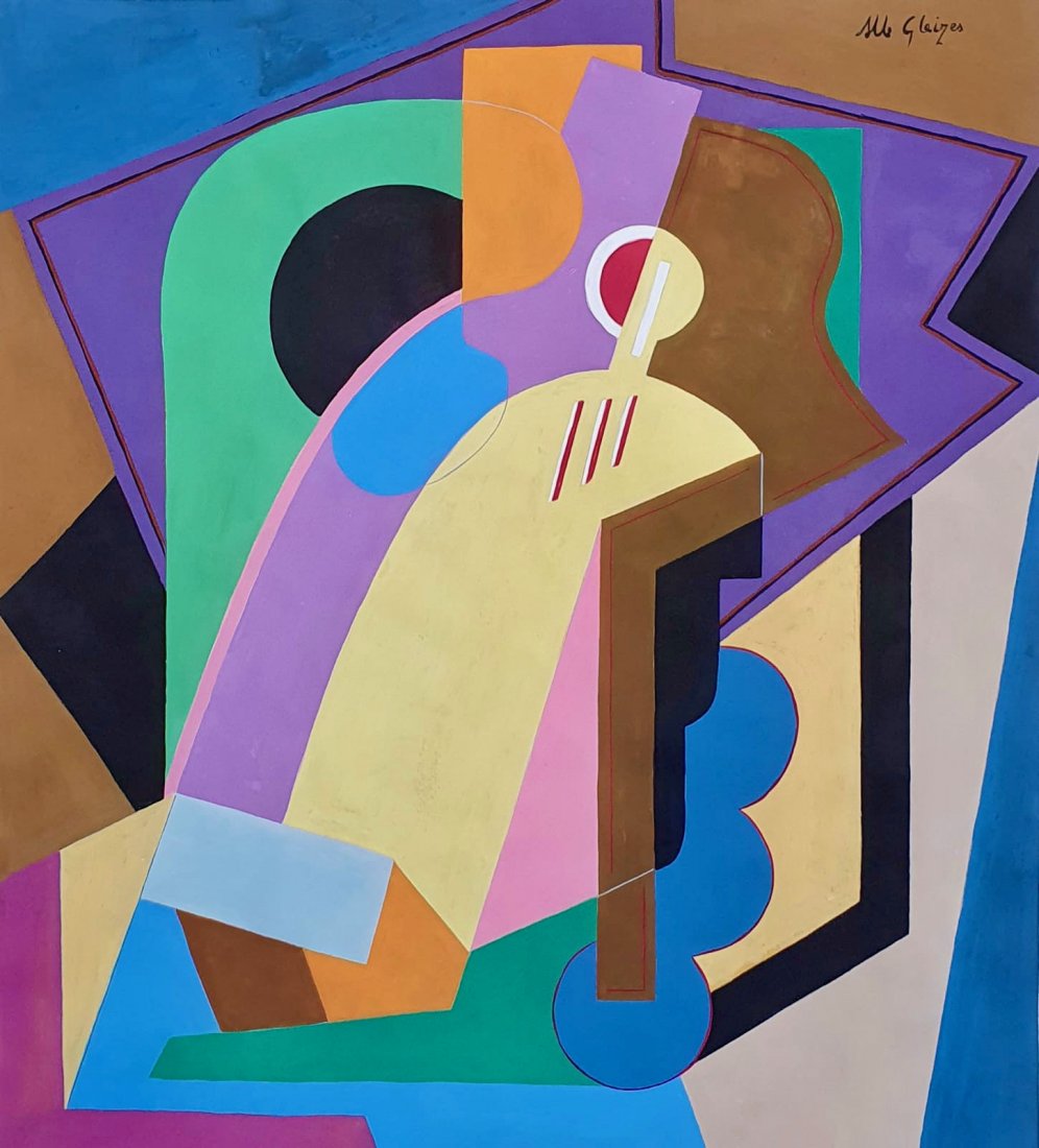 Albert Gleizes (Watercolor on Paper): This lot consists of a framed watercolor painting on paper, rendered in the cubist style of Albert Gleizes (French, 1881-1953). Measures of the painting unframed: 16 x 14 inches. Private collection.