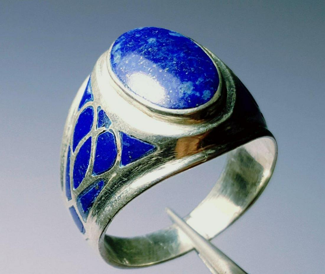 Lapis Lazuli Sterling Silver Ring - Egyptian Style (1 of 3)