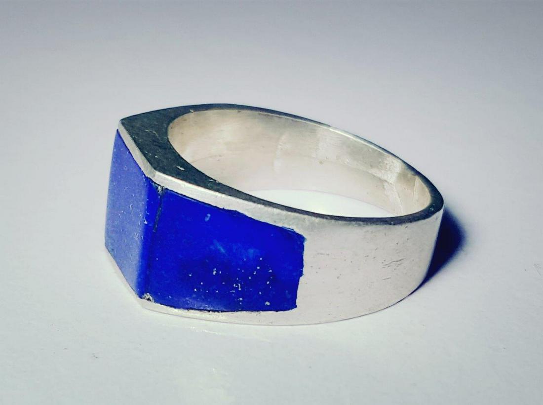Hand Carved Sterling Silver Lapis Lazuli Ring (1 of 2)