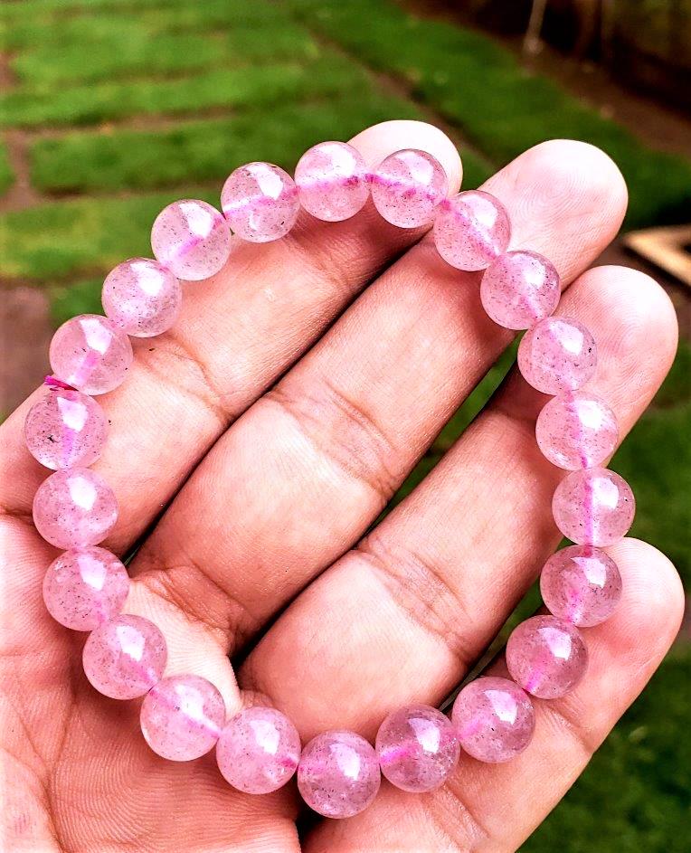 Pink Calcite Beaded Bracelet - 9 mm (1 of 2)