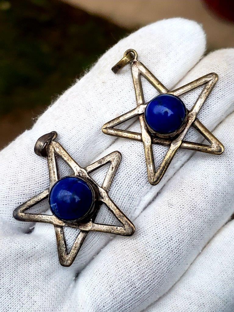 Sterling Silver Star Lapis Paired Pendants (1 of 3)