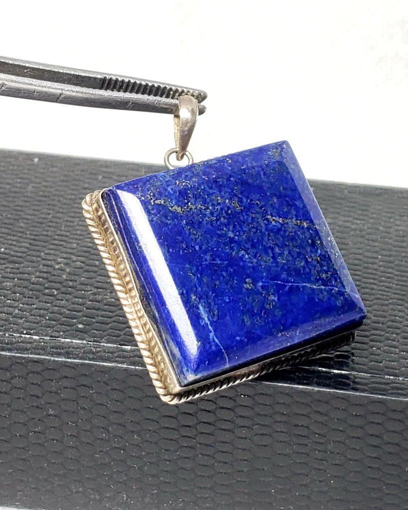Sterling Silver Lapis Lazuli Pendant: Sterling Silver Lapis Lazuli Pendant - 33X32X9 mm: Flat-rate of $23.00 to anywhere.shipping rates are determined by Parcel weight and destination.5$ will be charged for each additional item in combine