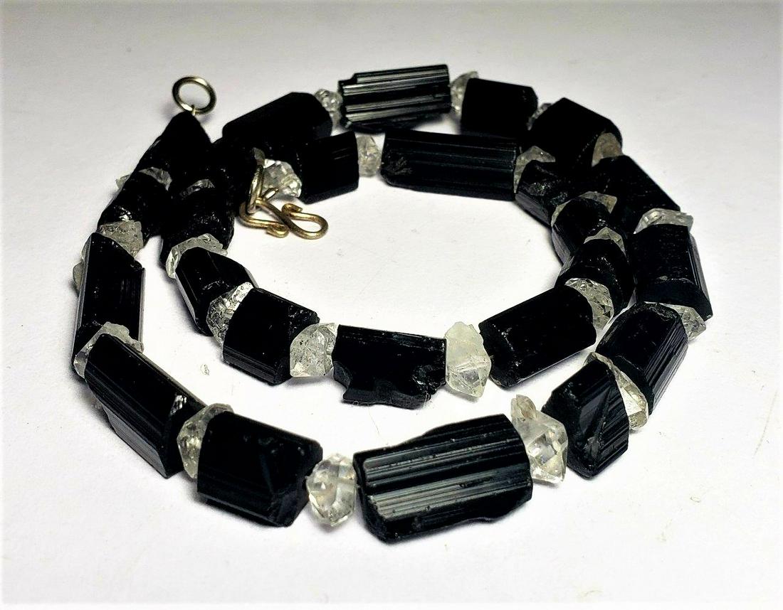BlaCk Tourmaline Diamond Quartz NeCklaCe - 40 Cm: BlaCk Tourmaline Diamond Quartz Healing NeCklaCe - 40 Cm: Flat-rate of $23.00 to anywhere.shipping rates are determined by Parcel weight and destination.