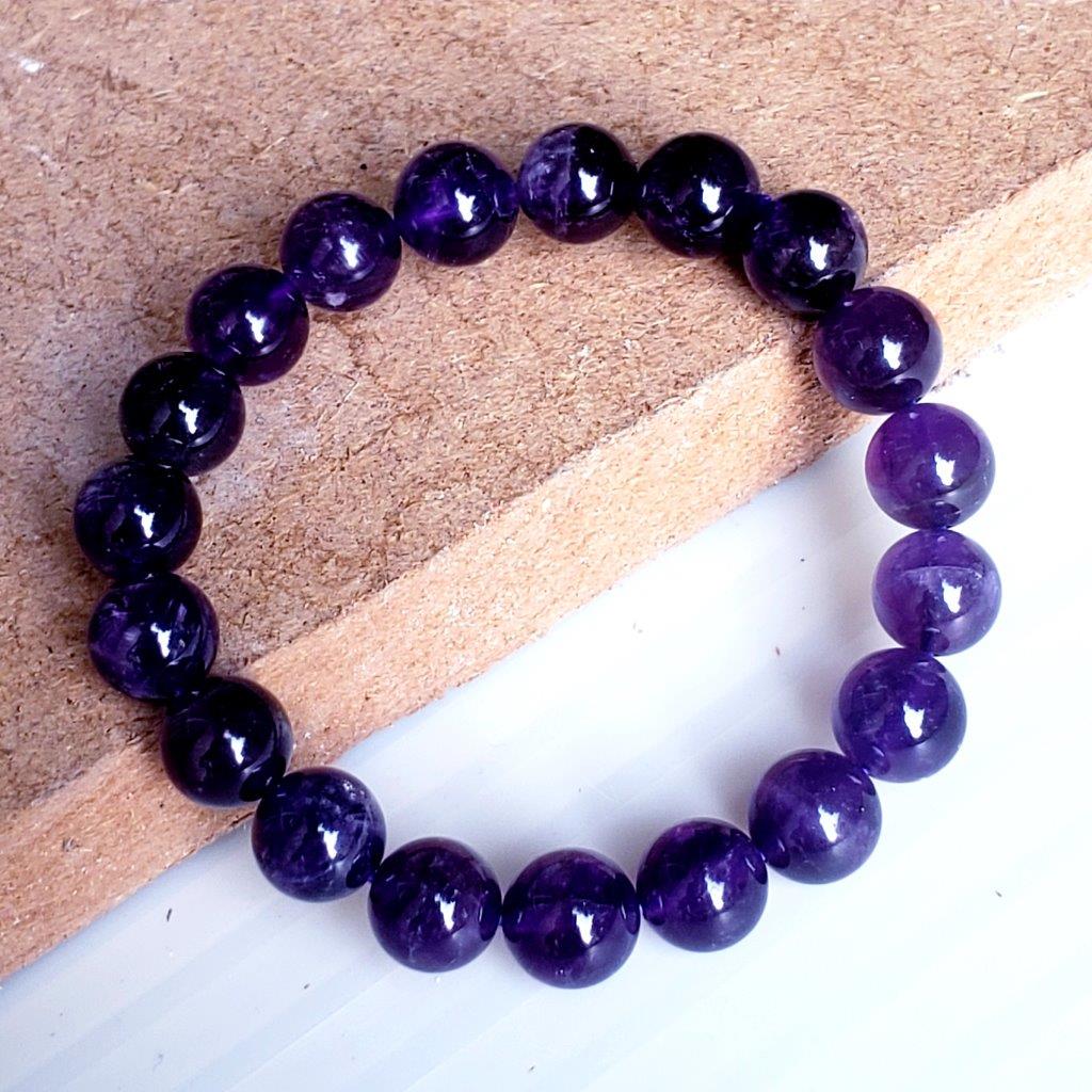Classic Amethyst Beaded Gemstone Stretch Bracelet (1 of 3)