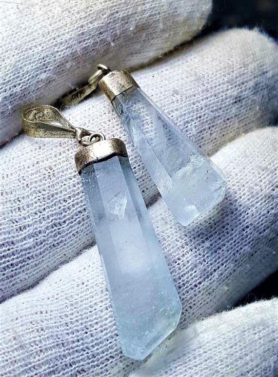Aquamarine Pendants - Paired Sterling Silver pendants (1 of 3)