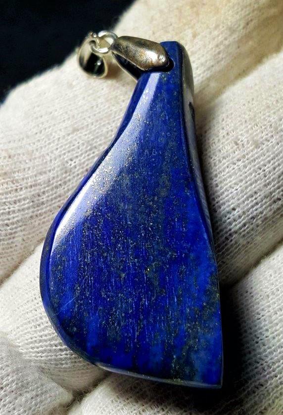 Deep Blue Lapis Lazuli Sterling Silver Pendant: Lapis Lazuli Sterling Silver Pendant Deep Blue Healing Crystal, Reiki, Chakra, Engagement Gift 45X22.5X7 mmShipping: $23.00.shipping rates are determined by Parcel weight and destination.