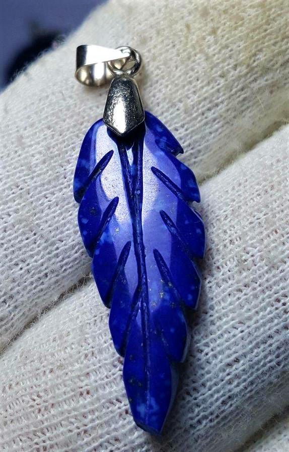 Beautiful Lapis Leaf Pendant in Sterling SIlver (1 of 3)