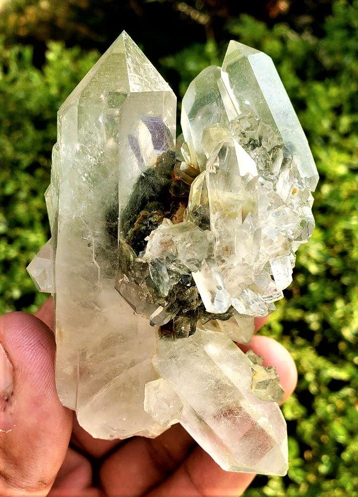 Green Chlorine Quartz Crystals Cluster - 154.3 Gram (1 of 4)