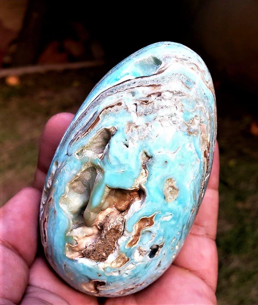 Torquoise Blue Aragonite Healing Egg - 289.5 Grams (1 of 4)