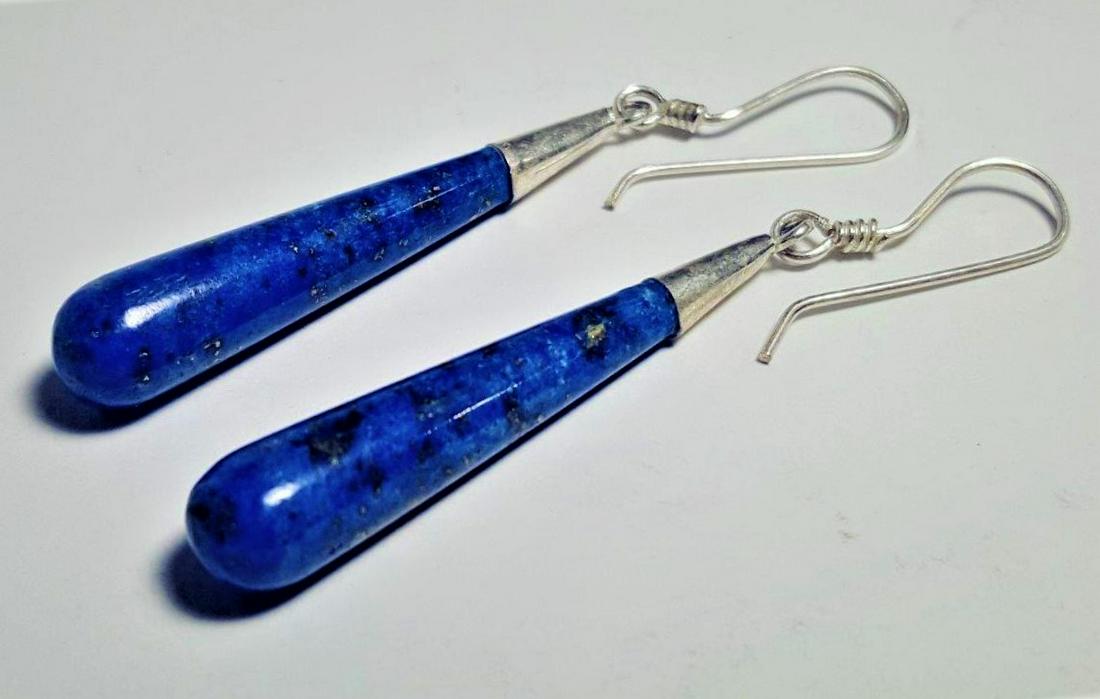Lapis Earrings Silver, Dark Blue Tear Drop (1 of 2)