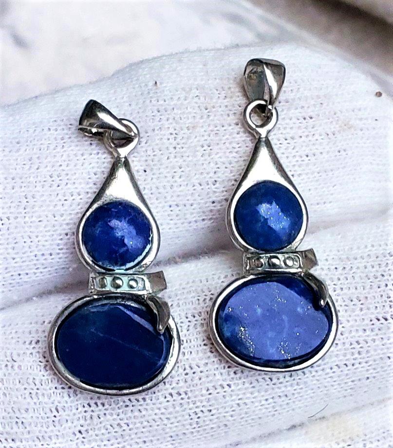 Royal Blue Paired Sterling Silver Handmade Pendants: Royal Blue Paired Sterling Silver Handmade Lapis Lazuli Pendants - 29X13X2 mm Shipping: $23.00. Shipping rates are determined by Parcel weight and destination.