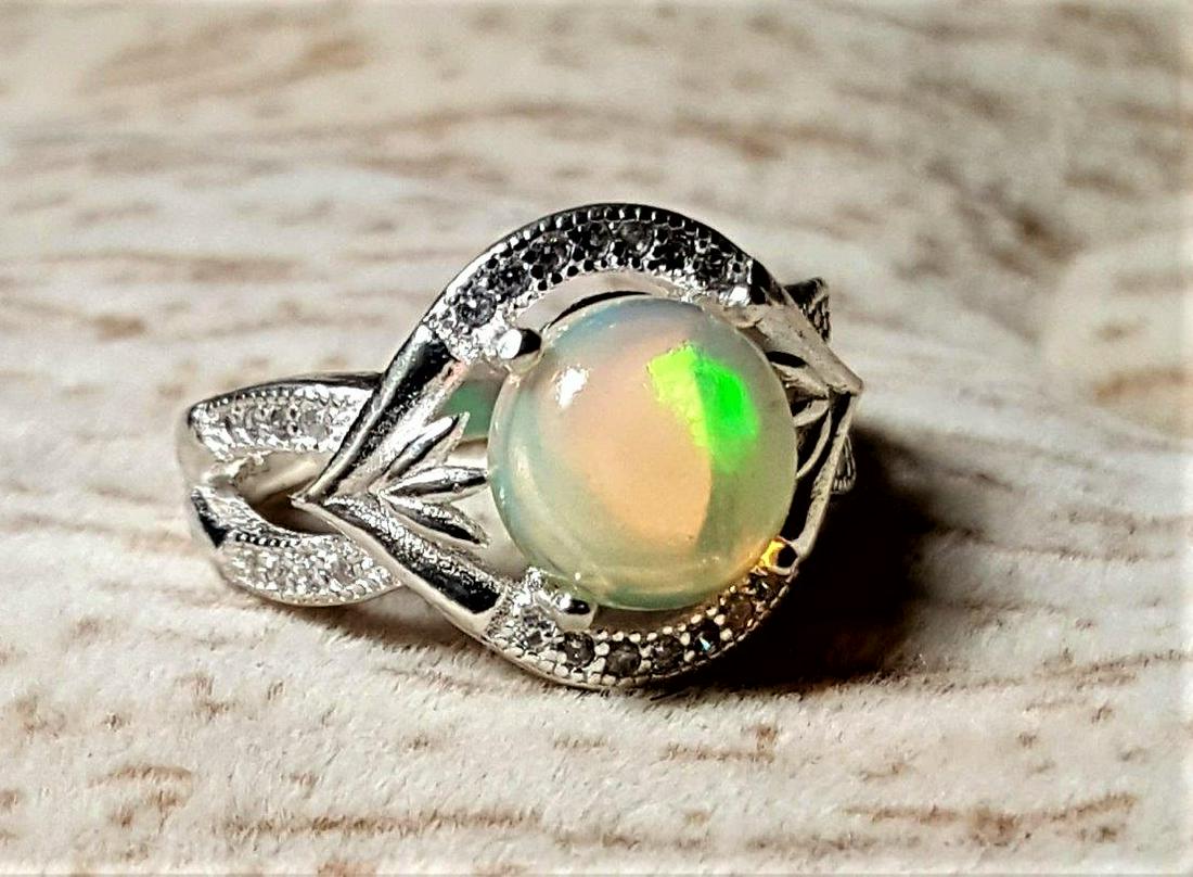 Fire White Opal in Sterling Silver Ring (1 of 4)