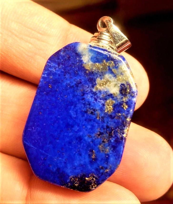 Solid Sterling silver lapis lazuli pendant (1 of 2)