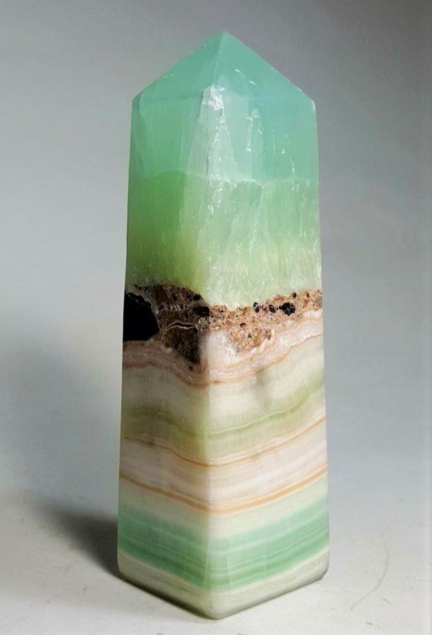 328 Grams Green Blue Pistachio Calcite Tower (1 of 4)