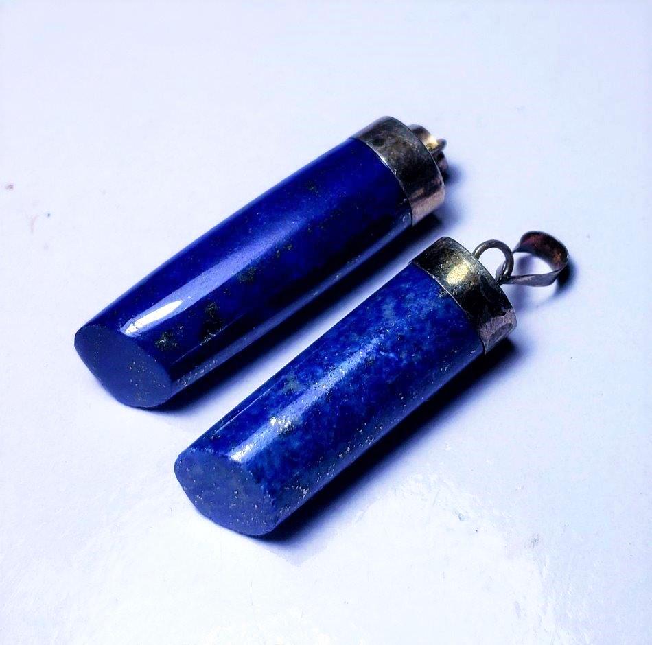 Sterling Silver Lapis Lazuli Paired Pendants: Sterling Silver Lapis Lazuli Paired Pendants Shipping: $23.00. Shipping rates are determined by Parcel weight and destination.