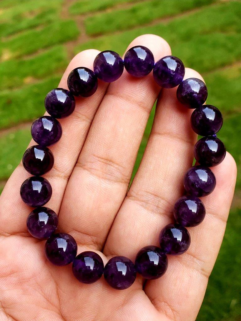 Amethyst Semi Precious Beaded Stretch Bracelet (1 of 2)