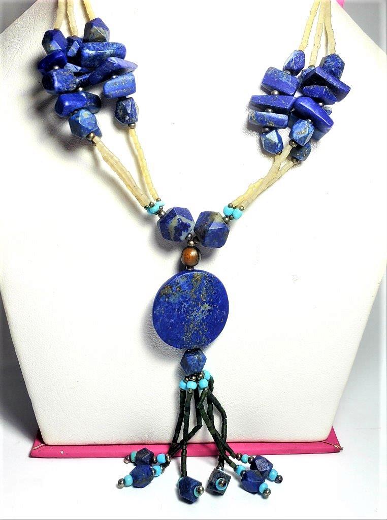 Egpytian Lapis Lazuli Beaded Necklace Handmade (1 of 2)