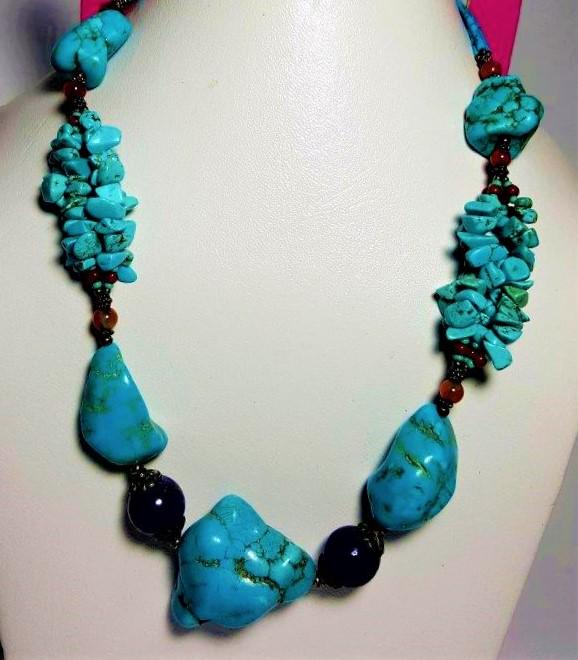 Chinese Turquoise With Lapis Sterling Silver Necklace: Chinese Turquoise With Lapis Bolo Sterling Silver Necklace Shipping: $23.00. Shipping rates are determined by Parcel weight and destination.