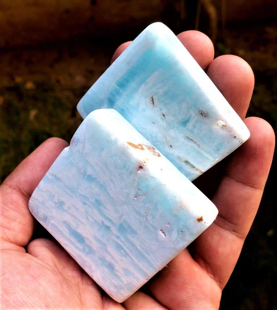 Aqua Blue OCEAN CaLCite Polished Tiles - 169.5 Grams (1 of 3)