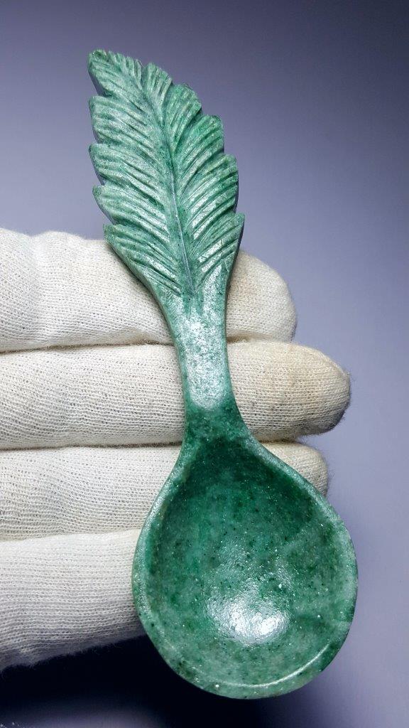 46.8 Gram Natural Aventurine Healing Spoon: 46.8 Gram Natural Aventurine Healing Spoon - 121X27X13 mmShipping Rate: $23.00 .shipping rates are determined by Parcel weight and destination.Combined shipping: We offer combine shipping on multiple 