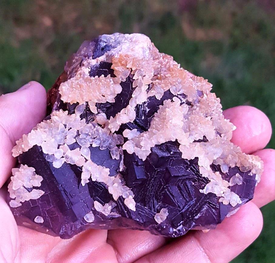 Deep Purple Fluorite Specimen With Calcite - 261 Grams (1 of 3)