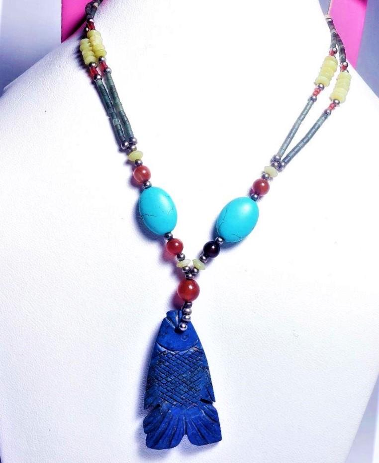Men's Lapis Lazuli Necklace, Mens Beaded Necklace: Men's Lapis Lazuli Necklace, Mens Beaded Necklace Shipping: $23.00. Shipping rates are determined by Parcel weight and destination.