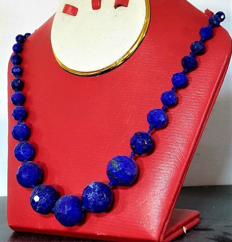 Vintage Style Lapis Lazuli Beaded Necklace (1 of 2)