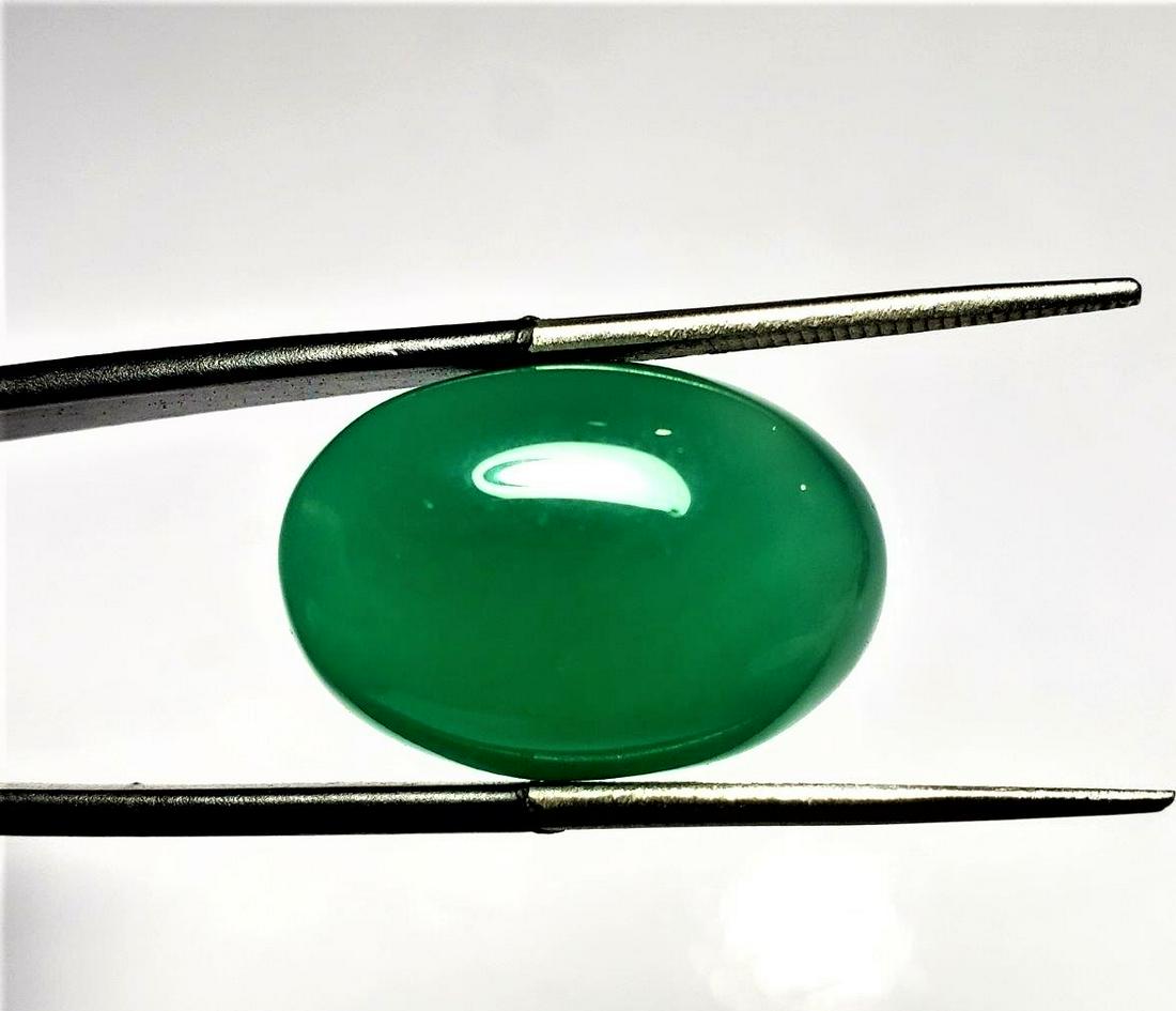 Oval Shape Emerald Green Chalcedony Cab -  10 Carats (1 of 2)