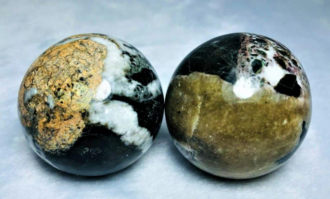 Multi Color Black Jade Paired Spheres - 150.4 Grams (1 of 3)