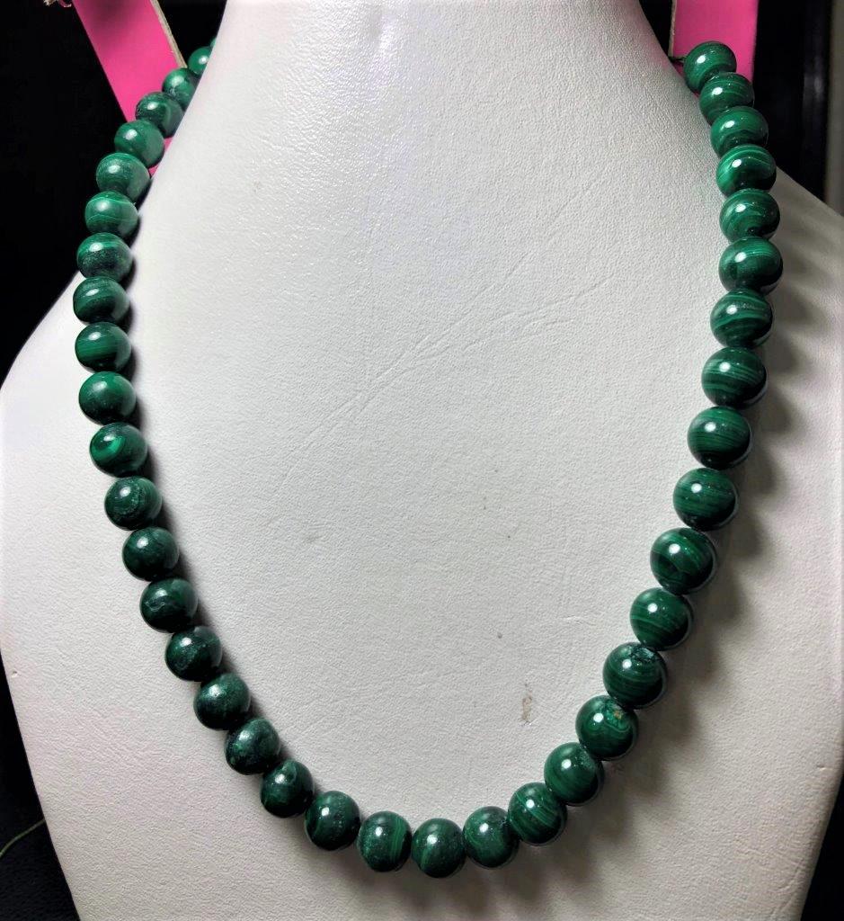 Natural Malachite Necklace - 10 mm Beads (1 of 2)