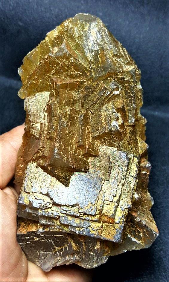 Golden Fluorite Mountains With Rainbow - 758 Grams (1 of 3)