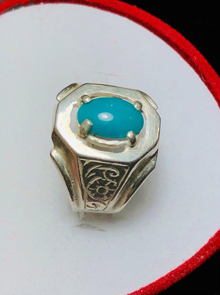 Pure Silver Natural Torquoise Ring (1 of 4)