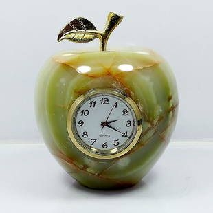 Onyx Apple clock - 640.0 Grams: Onyx Apple clock - 72X75X44mm - 640.0 Grams: Worldwide Shipping: $60.00. Shipping rates are determined by Parcel weight and destination.