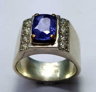 Ceylon Sapphire With Diamonds Men's Ring: Ceylon Sapphire With Diamonds Men's RingShipping Rate: $23.00 .shipping rates are determined by Parcel weight and destination.Combined shipping: We offer combine shipping on multiple items purchased