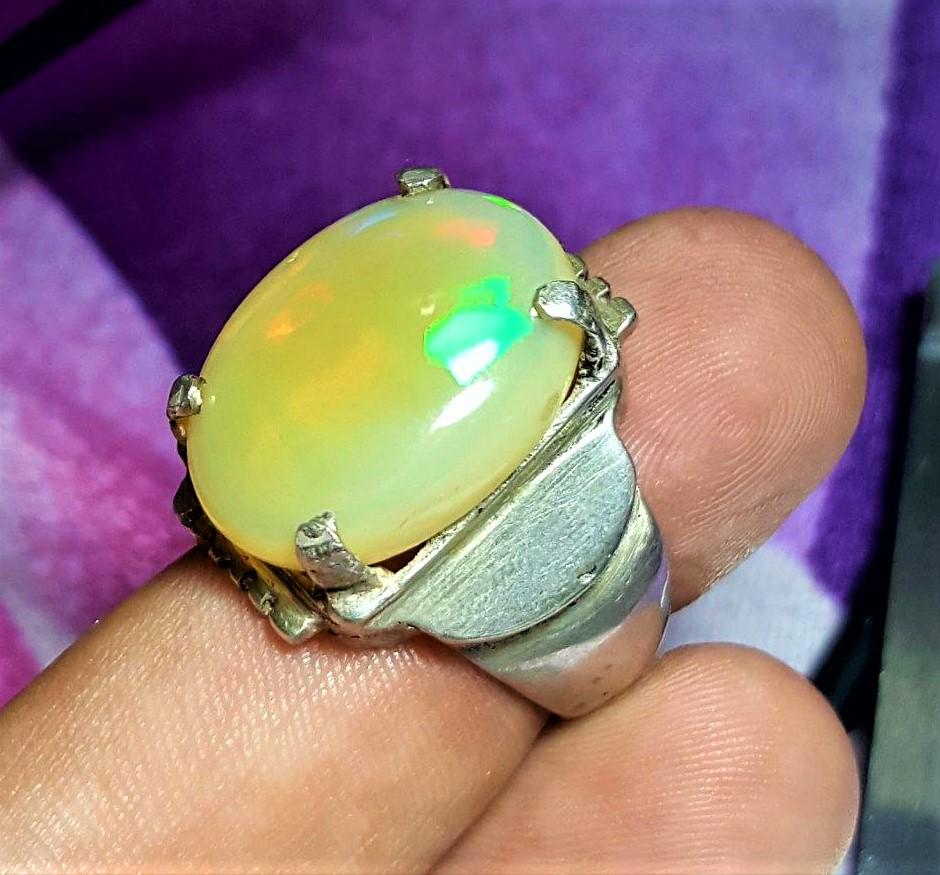 Sterling Silver Natural White Opal Ring (1 of 3)