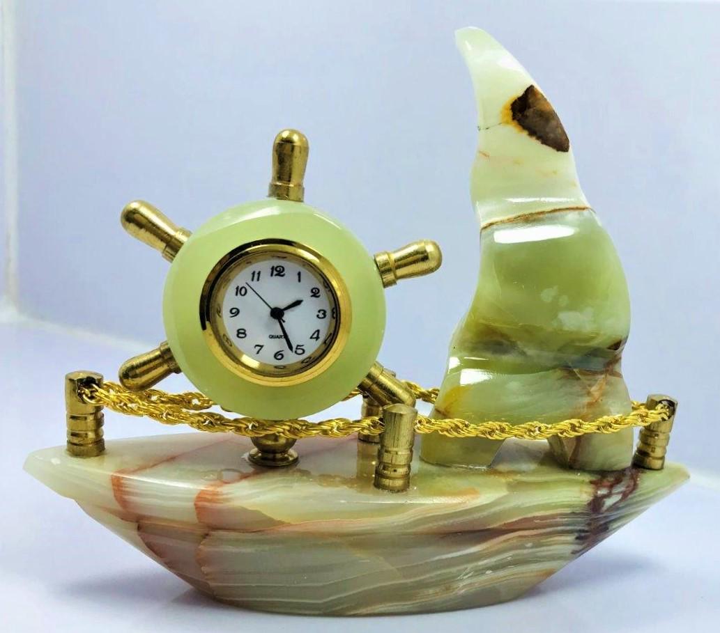 Onyx table clock beautiful ship clock -  336..4G (1 of 3)