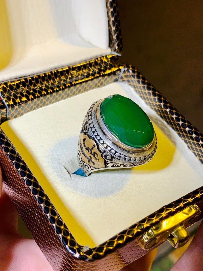 Silver 925 Sterling Agate Authentic Ring (1 of 3)