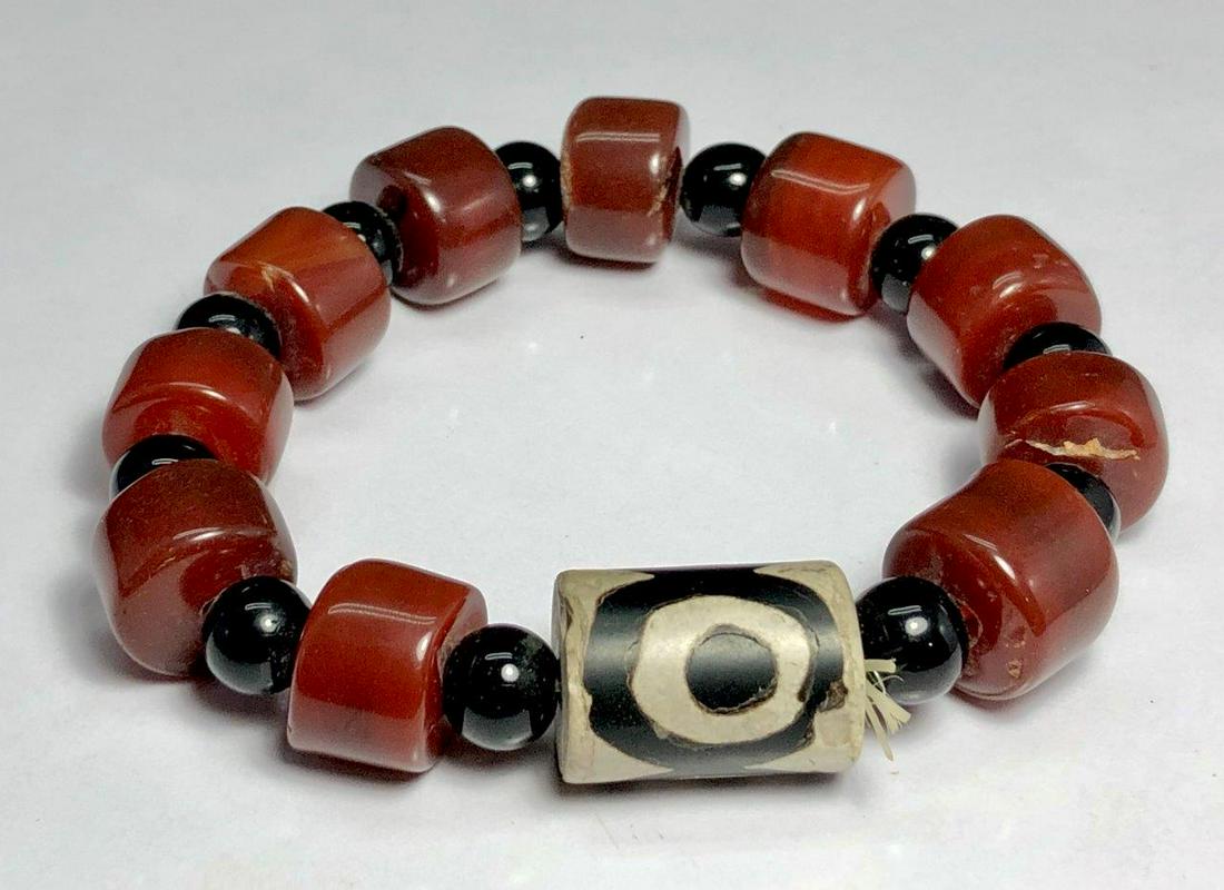 Natural botswana agate mens bracelet (1 of 3)