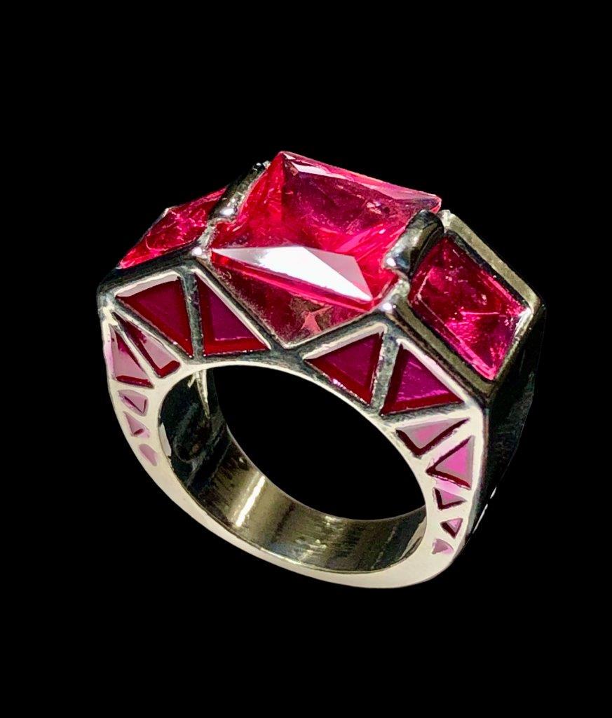 Unique Handcrafted Colorful Copper Ring (1 of 5)