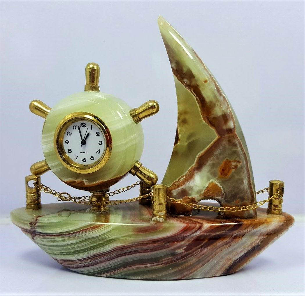 Multi Color Onyx Ship Table Clock - 361 Grams (1 of 3)