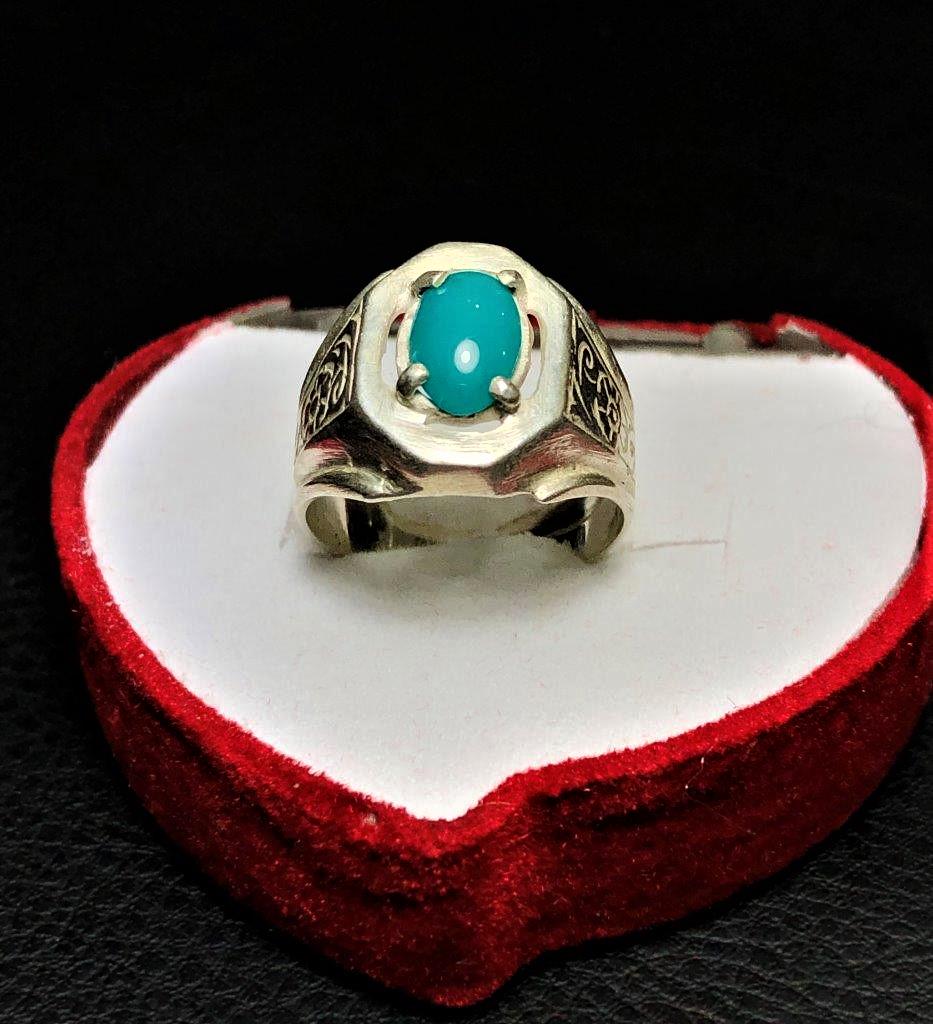 Pure Silver Natural Torquoise Ring (1 of 4)