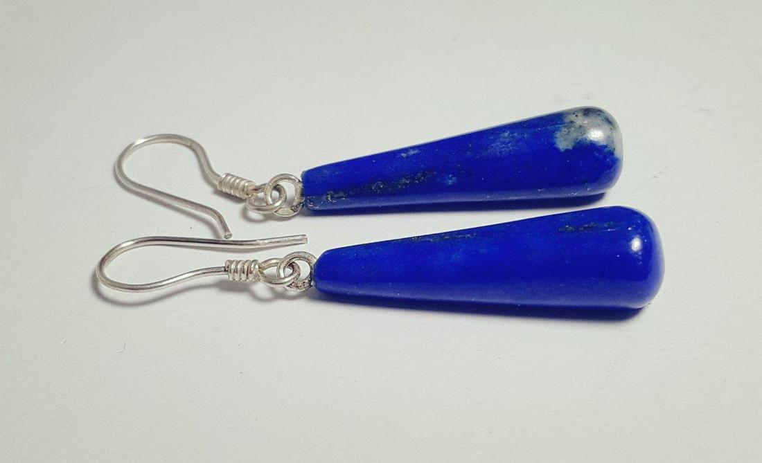 Lapis Earrings Silver, Dark Blue Tear Drop, Pear Shape Stones, Navy Blue Gemstone Jewelry (1 of 3)