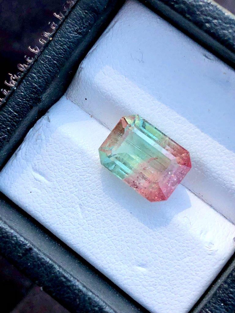5.20 Carats Emerald Cut Bi Color Tourmaline - 11X8X6 mm (1 of 4)