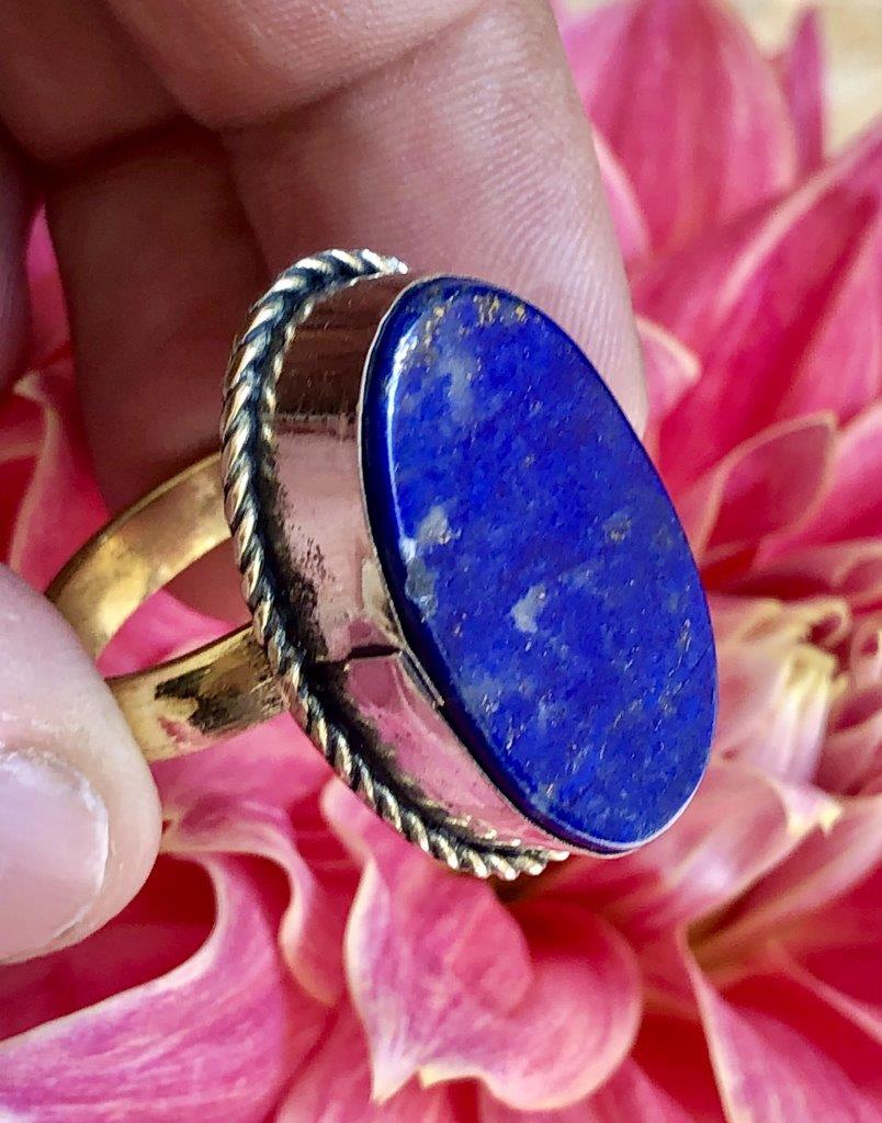 Brass Lapis Lazuli Vintage Ring,Unique Ring,gifts (1 of 4)