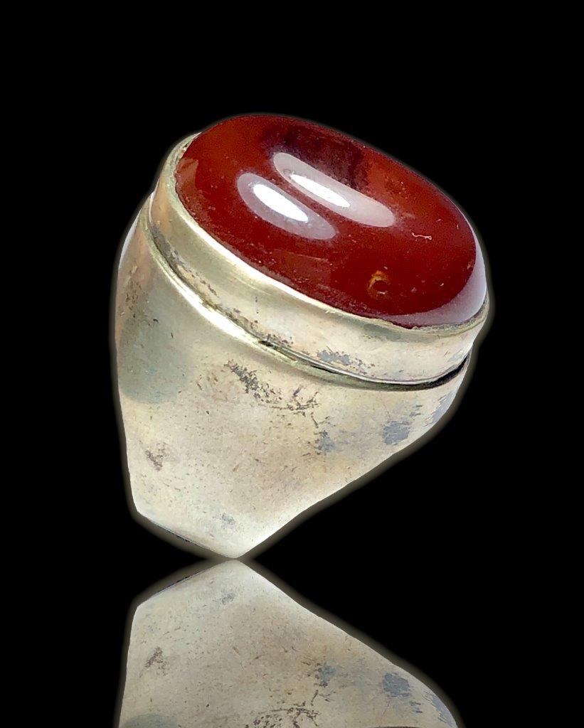 Men Silver Ring, Red Aqeeq Ring, Silver Man Jewelry Handmade (1 of 4)