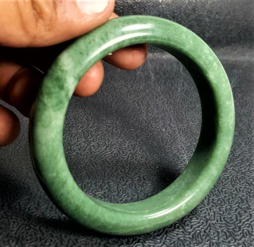 Natural Jade bangle bracelet round healing stone (1 of 3)