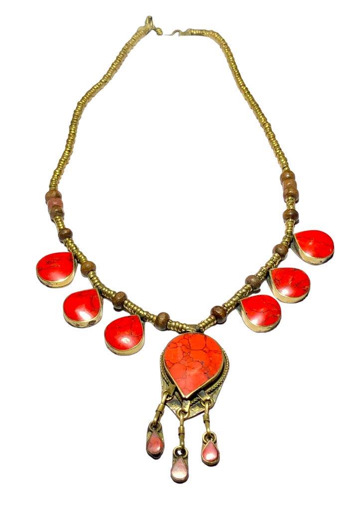 Vintage Brass Chinese Coral Necklace, Vintage Jewelry: Vintage Brass Chinese Coral Necklace, Vintage Jewelry Shipping: $25.00. Shipping rates are determined by Parcel weight and destination.